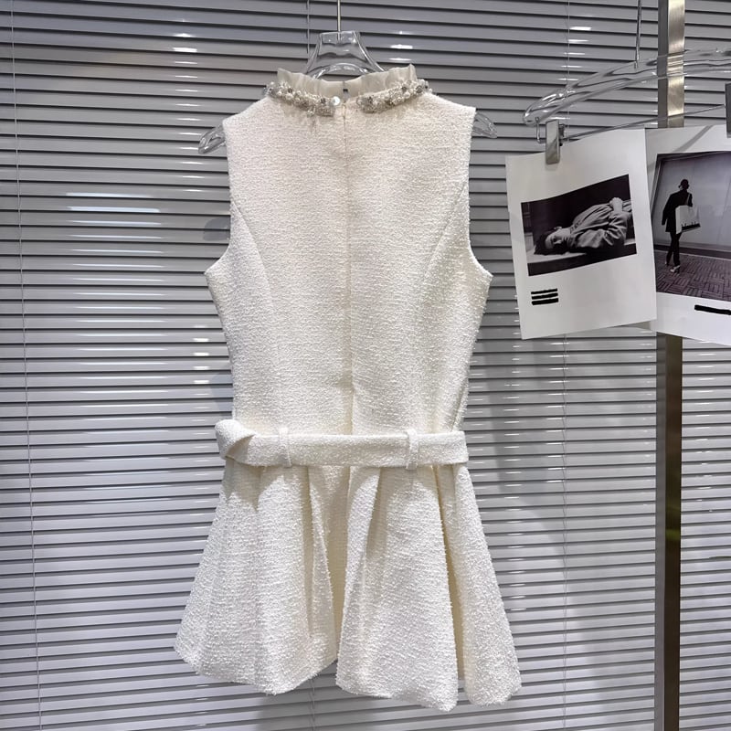 【dress】ツイードレース付きベストワンピース Q7891
