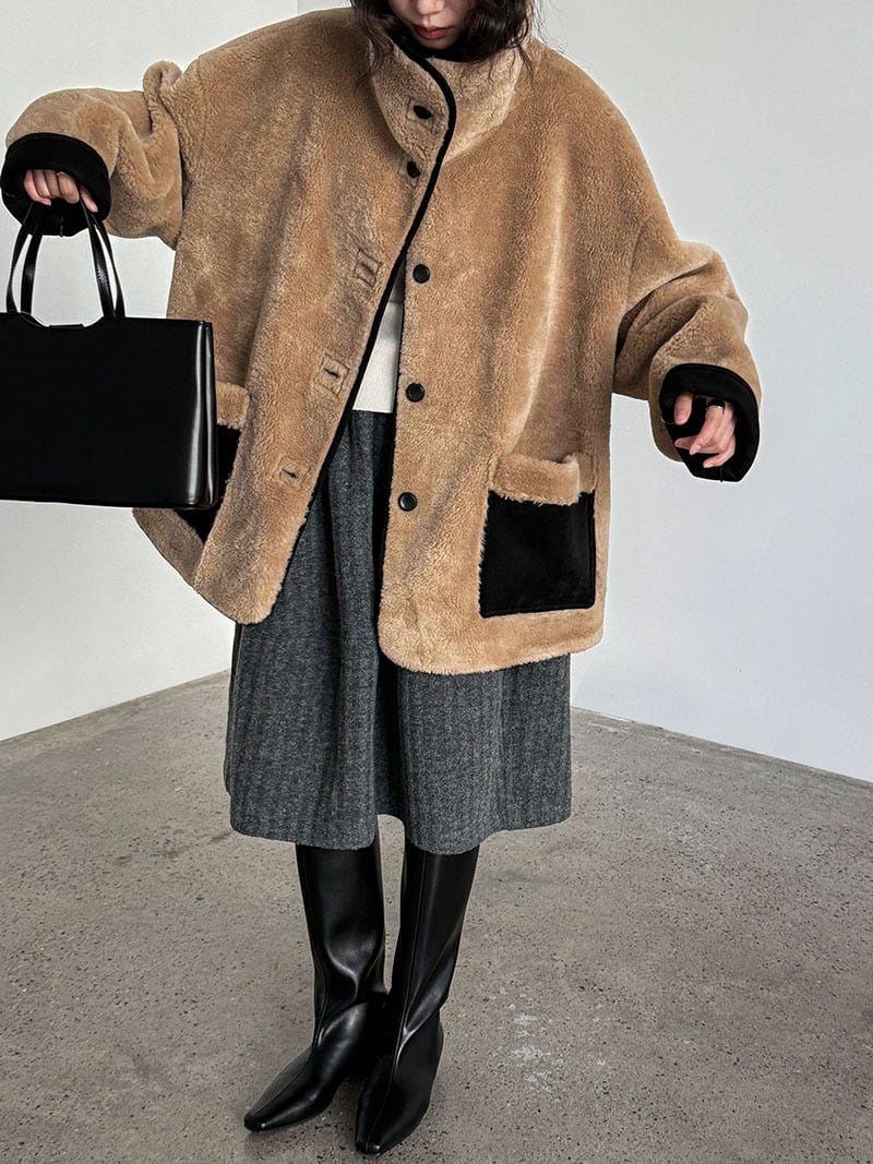 【outer】ハイネックボアコート Q7266