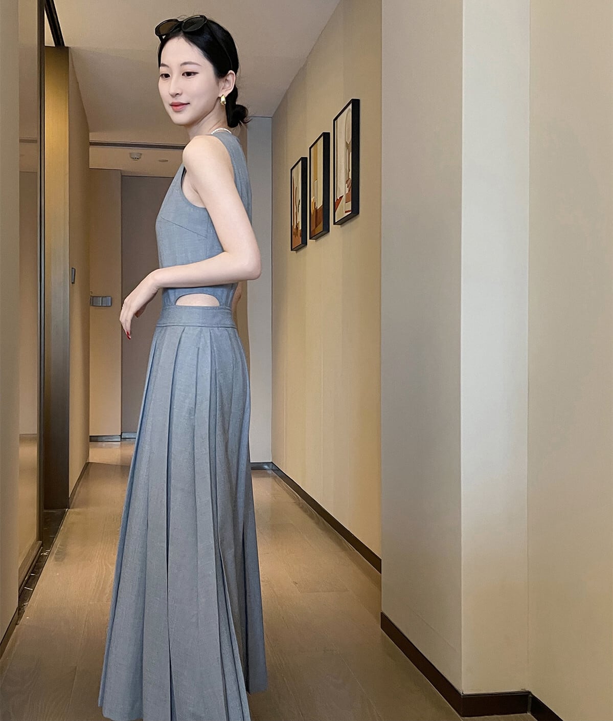 【dress】ウエストカットプリーツワンピース　N2993