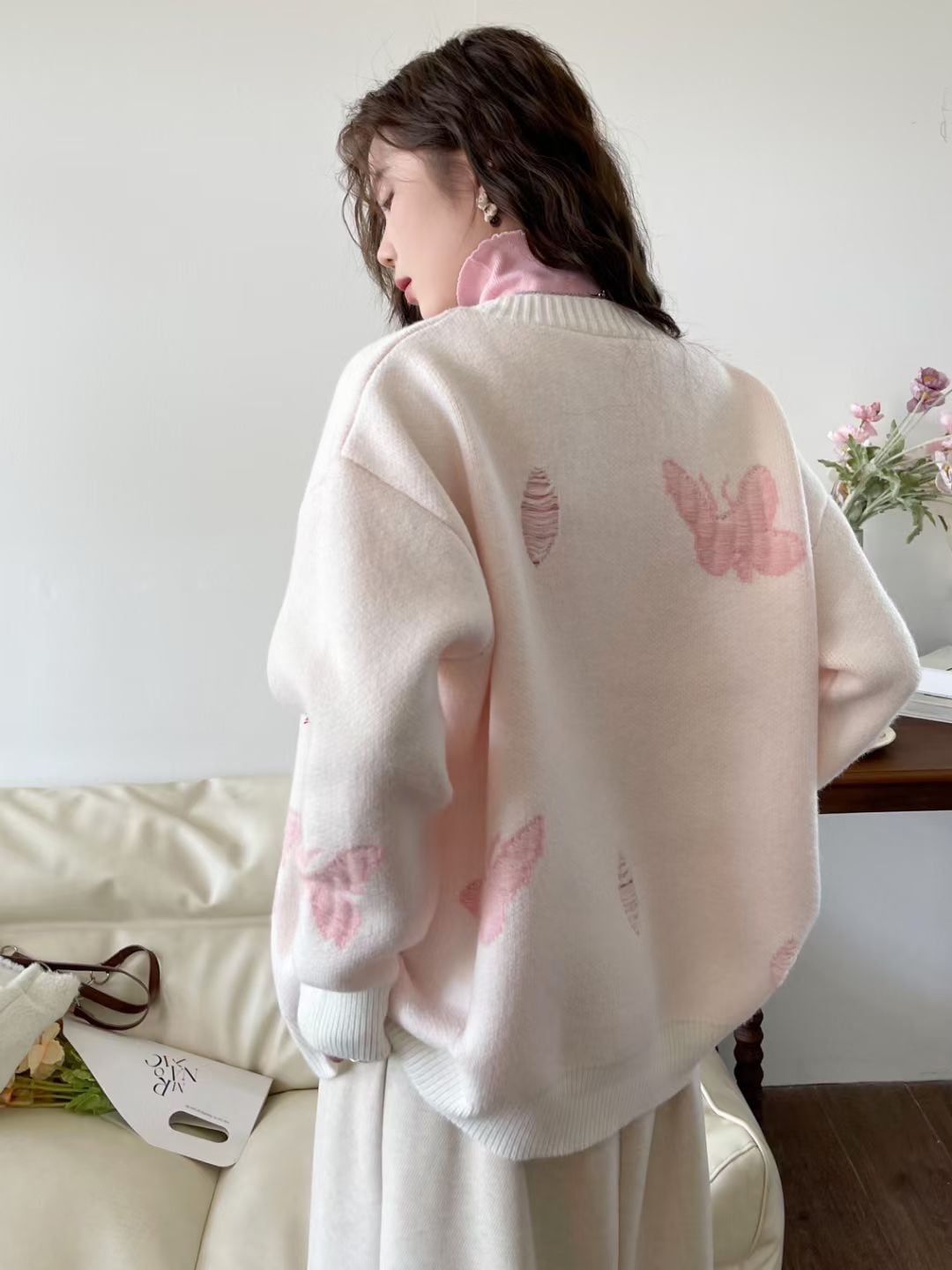 【outer】Vネックニットカーデ　M26382