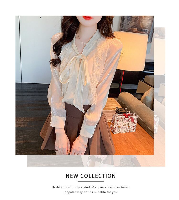 【tops】リボン付きシャツトップス　M29094