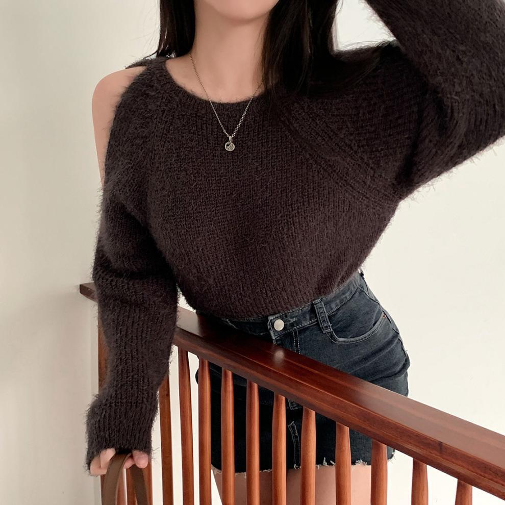 【tops】オフショルダーニットセーター　M26349