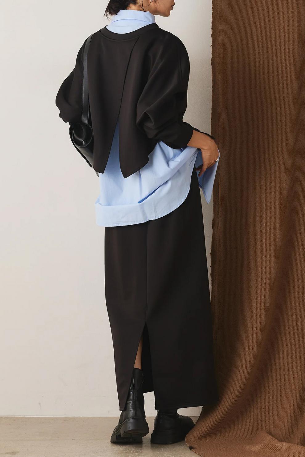【set】シャツ×スリットトップス×ロングスカート3点セット     N3429
