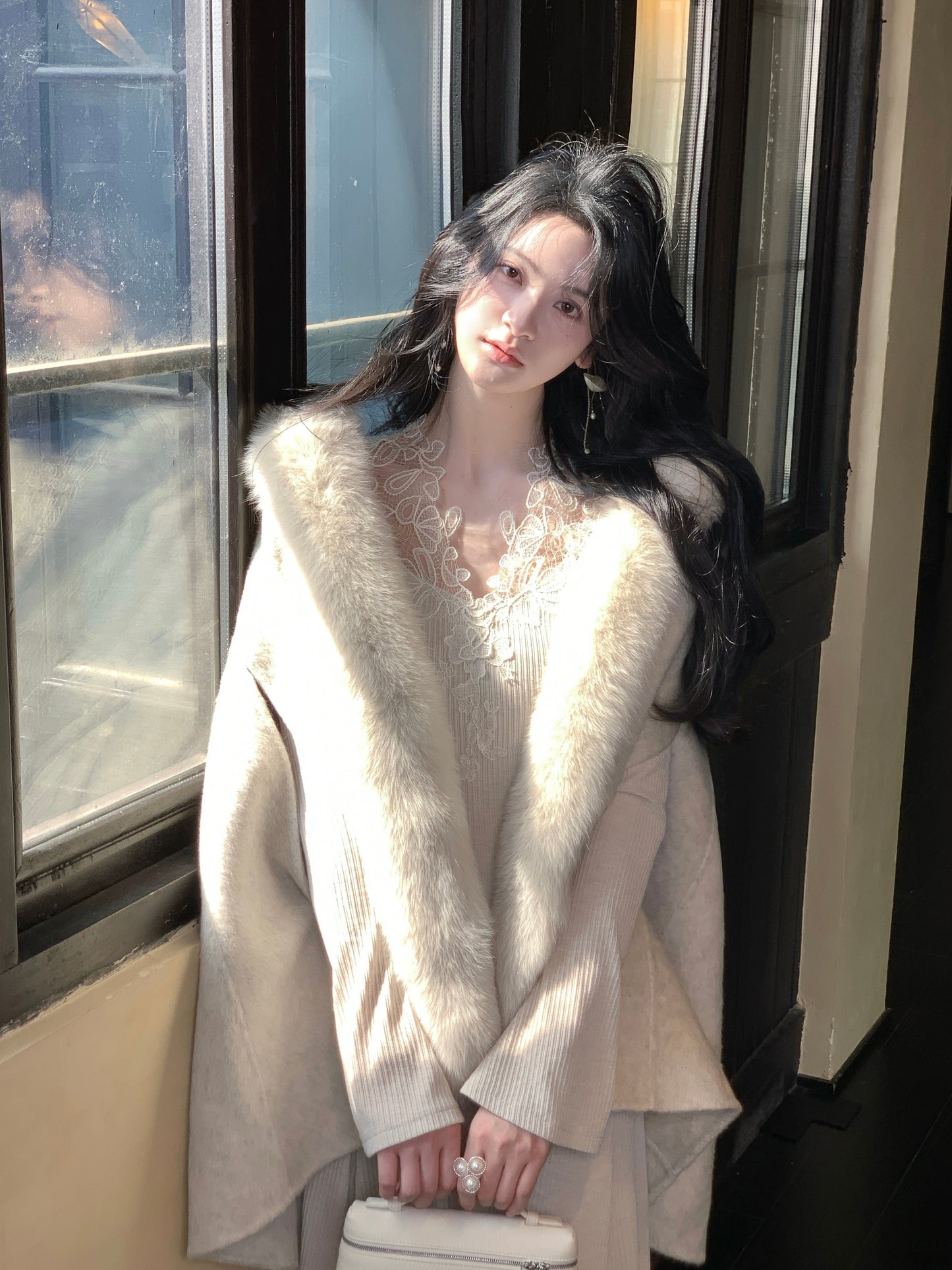 【dress】レーストリミングニットワンピース　N3392