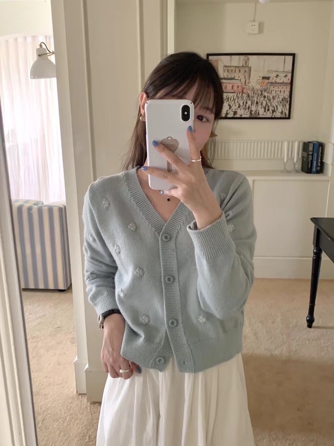 【outer】Vネックニットカーデ　M25925