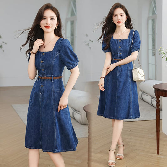 【dress】スクエアネックデニムワンピース G21333