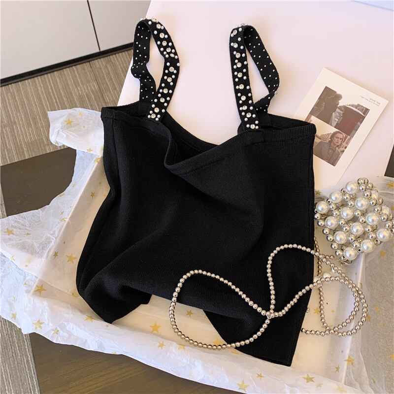 【tops】ラインストーンニットキャミソールF7049