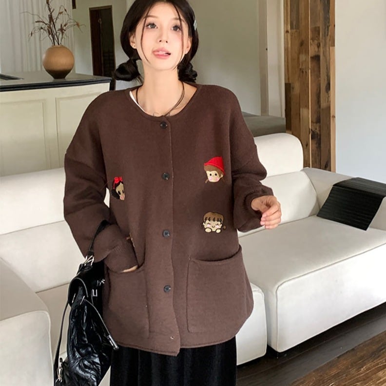 【outer】クルーネックニットカーデ　M19183