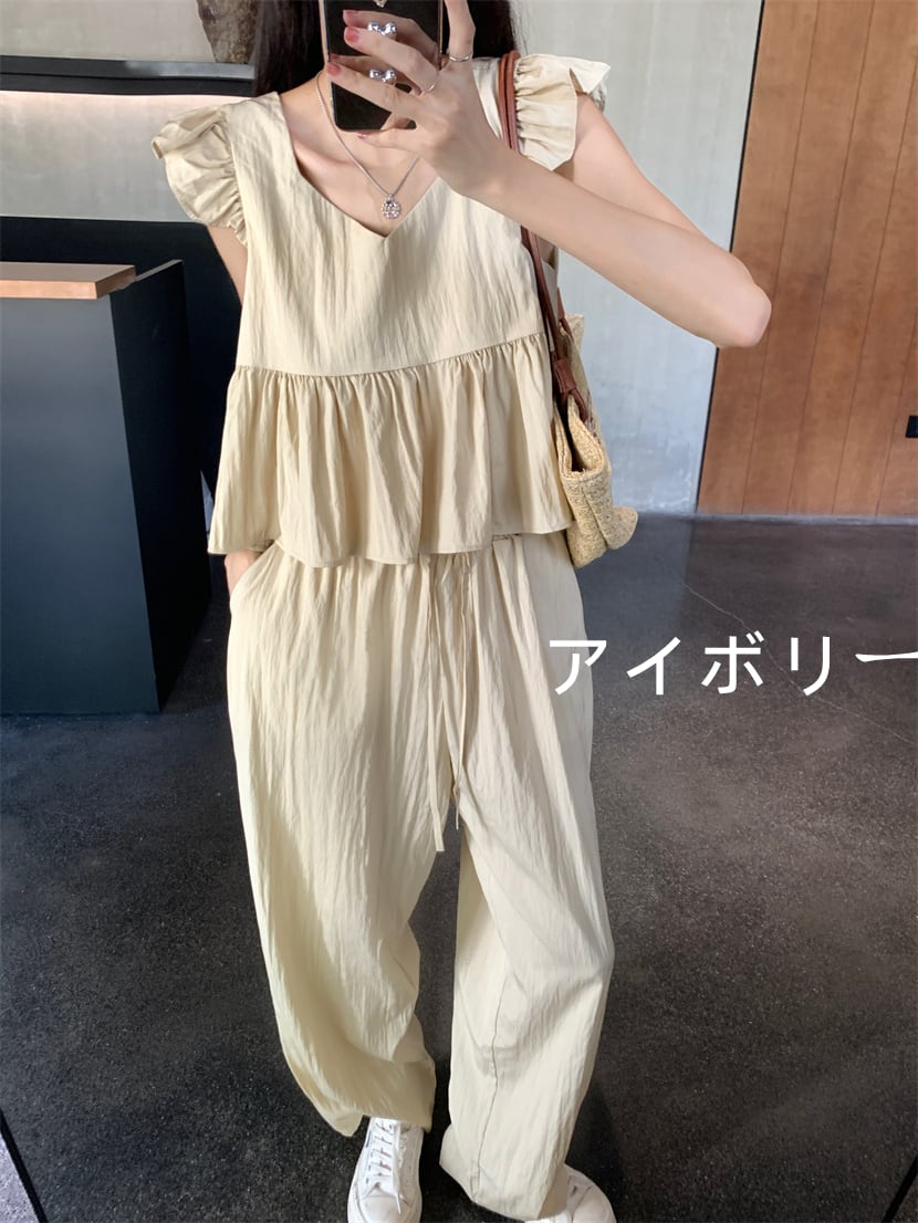 【set】ブラウス+ガウチョパンツ２点セットG21523