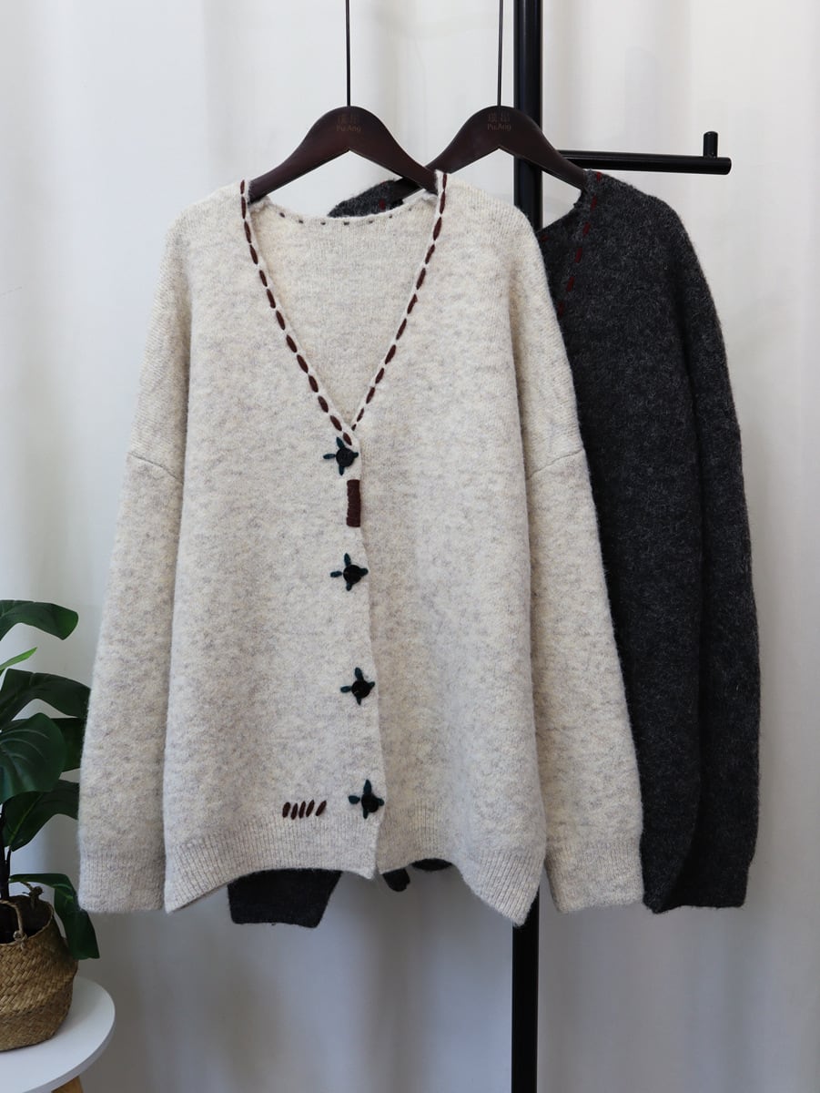 【outer】Vネックニットカーデ　M25377