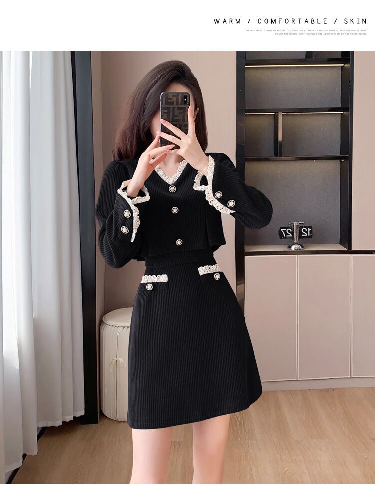 【dress】レース長袖偽二つ切り替えワンピース G18428