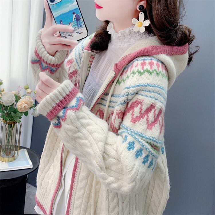 【outer】ジャカードニットカーデ　M28704