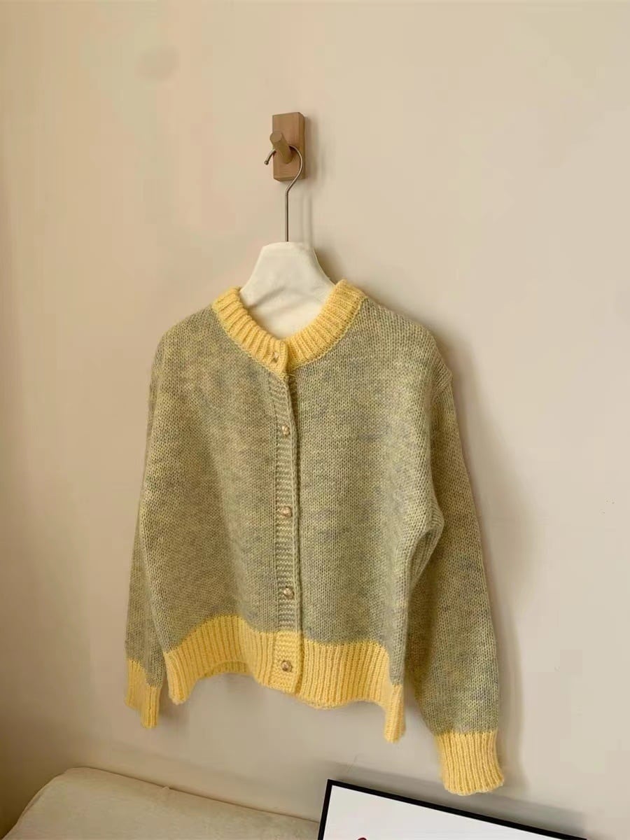 【outer】配色ニットカーデ　M28915