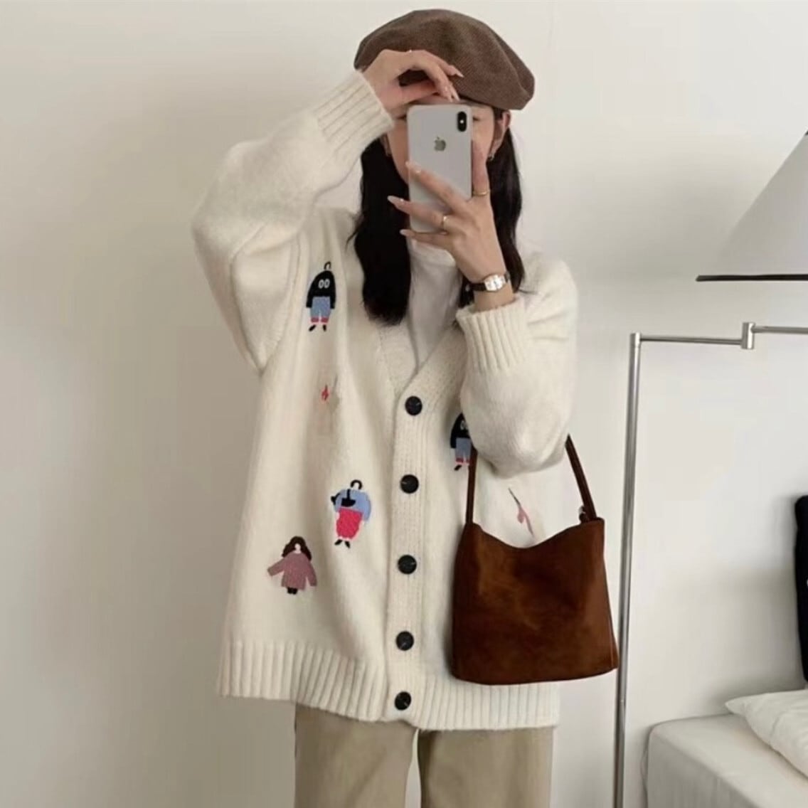 【outer】刺繍ニットカーデ　M26327