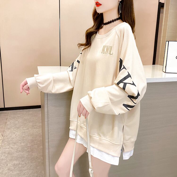 【tops】選べる5色！ラウンドネック長袖英字柄ファッションゆったり着回しパーカーF0673