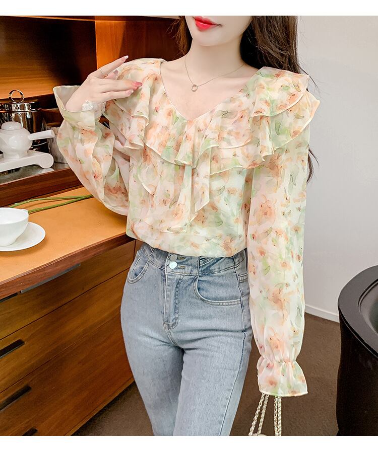 【tops】花柄シャツトップス　M18479