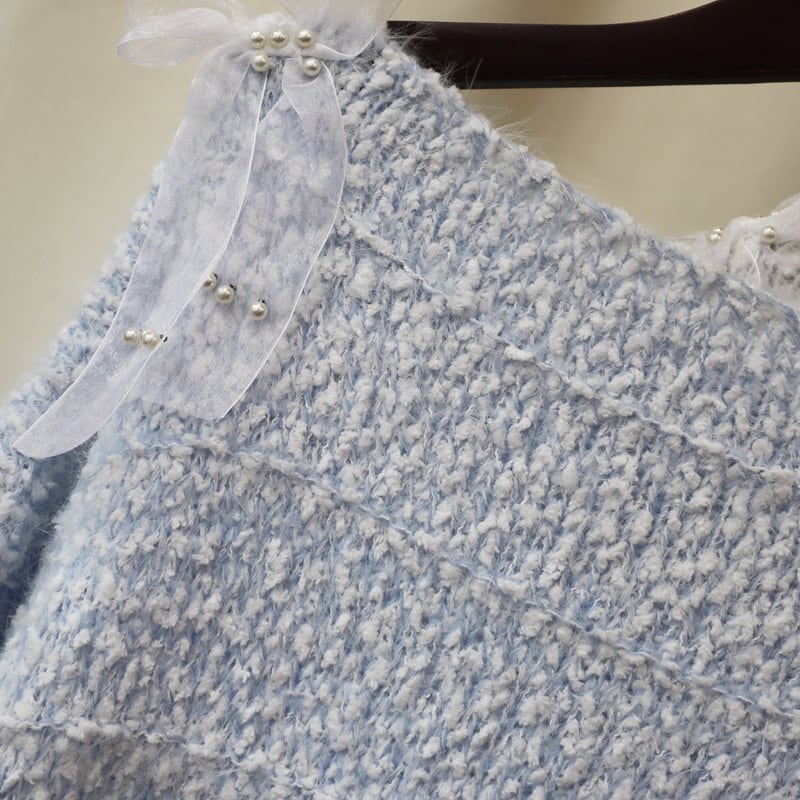 【tops】リボン付きニットセーター　M26121