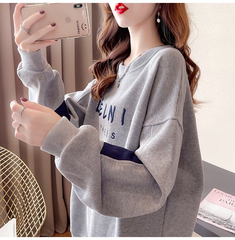 【tops】必ず目を引く秋新作〜3色ラウンドネック長袖ファッション配色英字柄着回しパーカーF0729