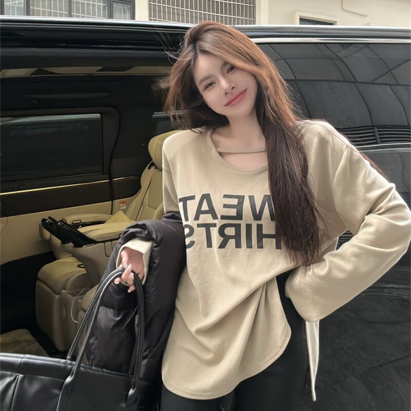 【tops】プリント長袖Tシャツ　M29575