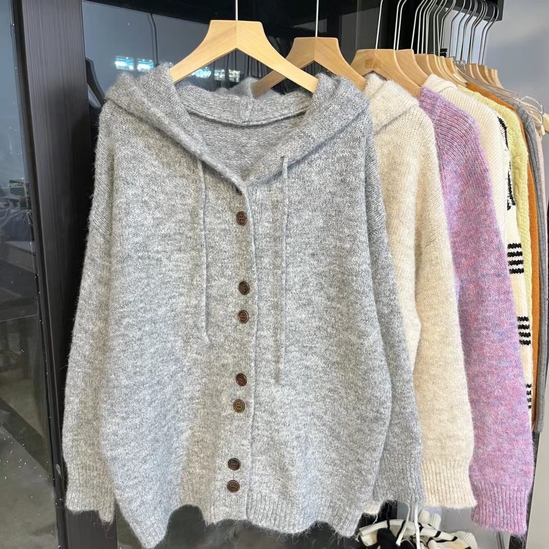 【outer】フード付きニットカーデ　M25792