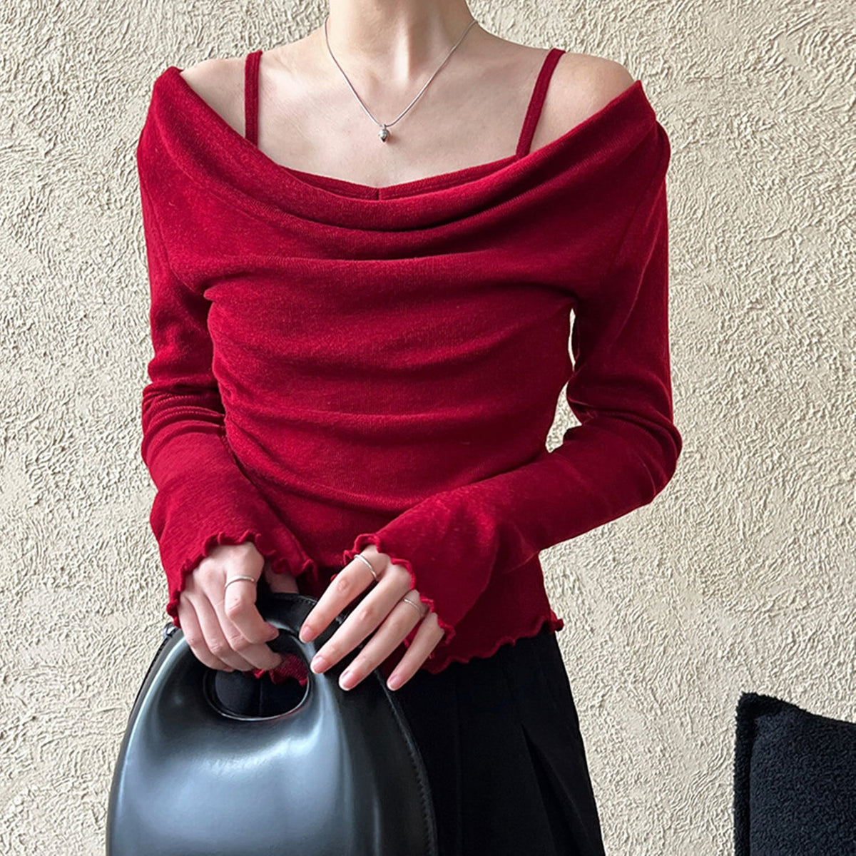 【tops】レイヤードニットトップス　N2875