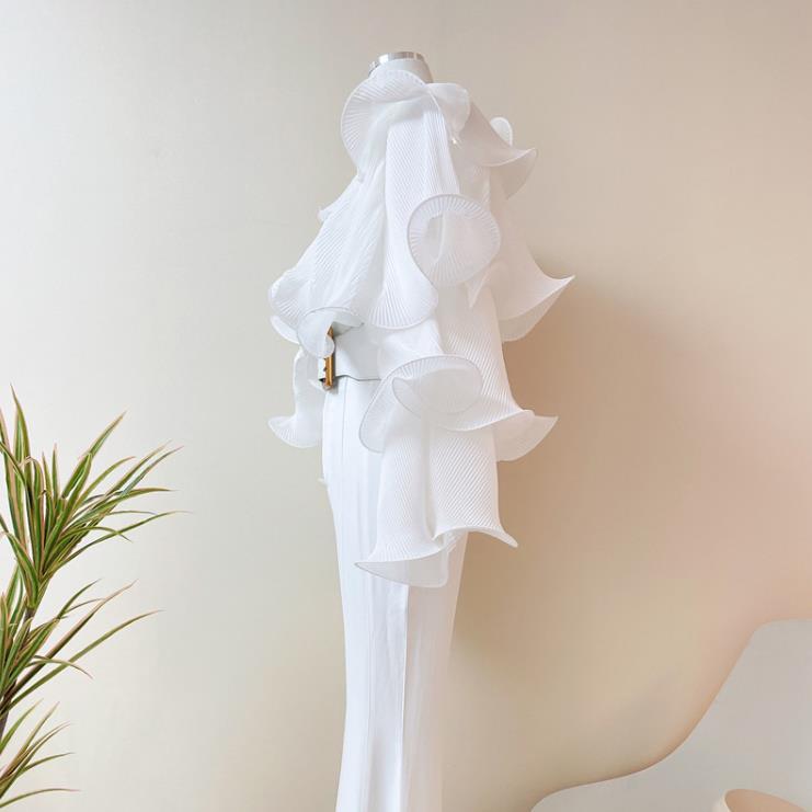 【tops】VネックフリルブラウスF7054