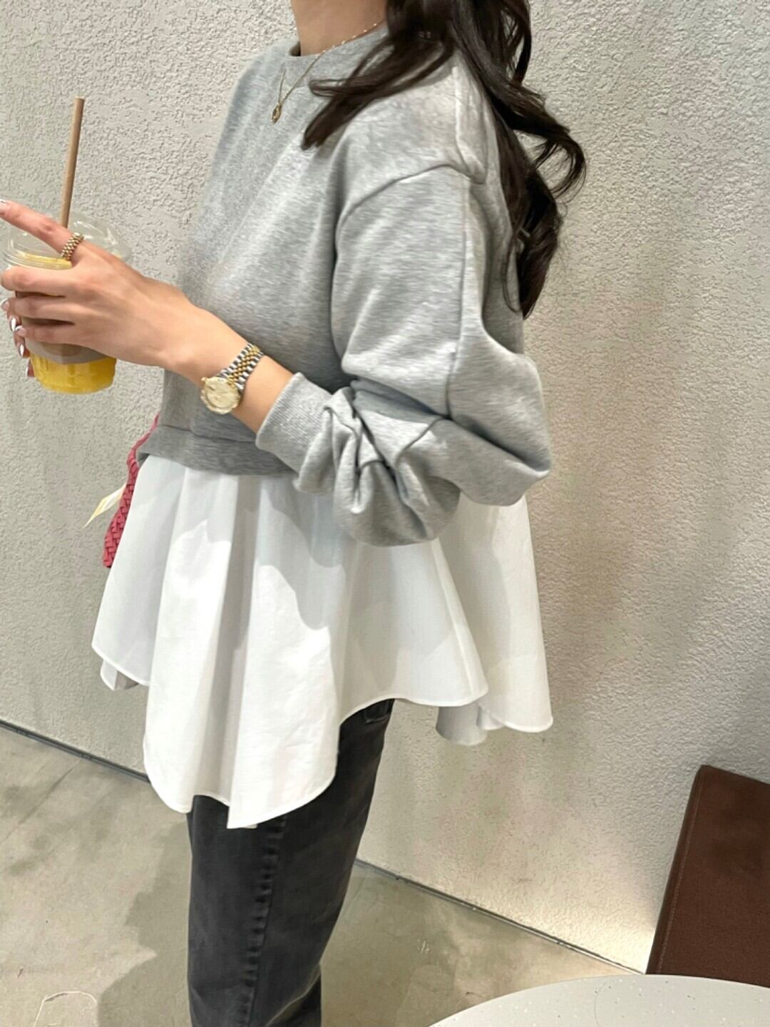 【tops】フリルドッキングパーカー　M18419