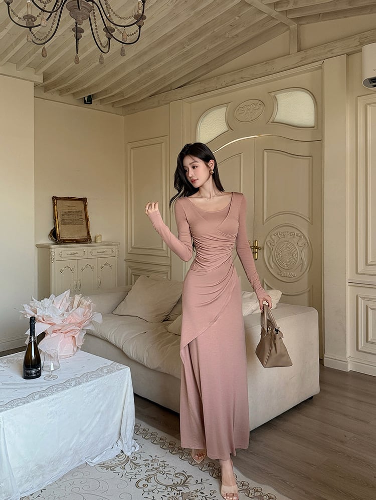 【dress】クロスデザインロングワンピース Q6908