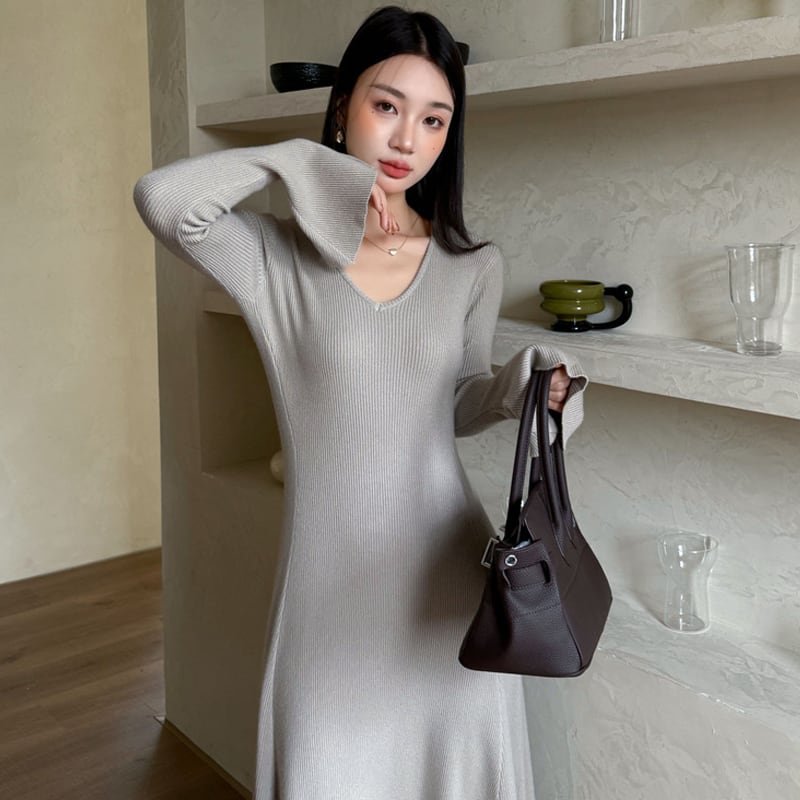 【dress】タイトニットワンピース Q7049