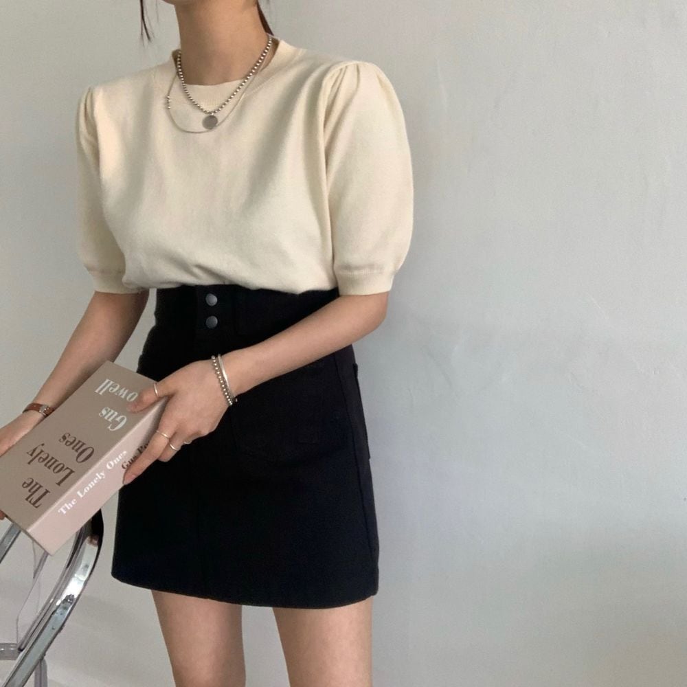 【tops】5色ニットＴシャツF7426