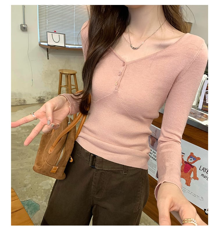 【tops】Vネックニットトップス　M27661