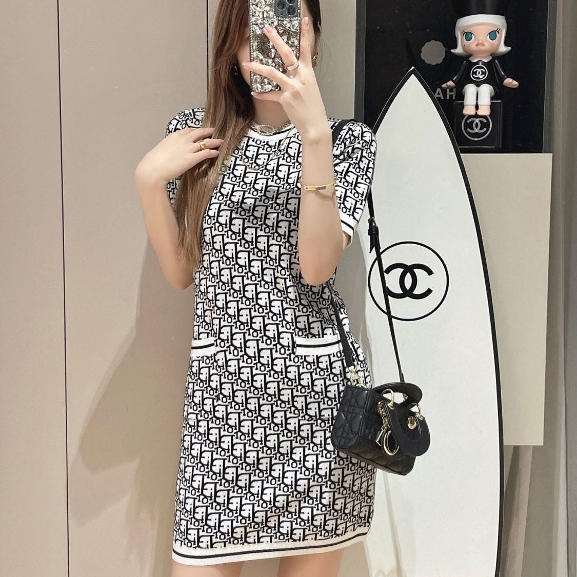 【dress】2色英字柄デートワンピースF7674