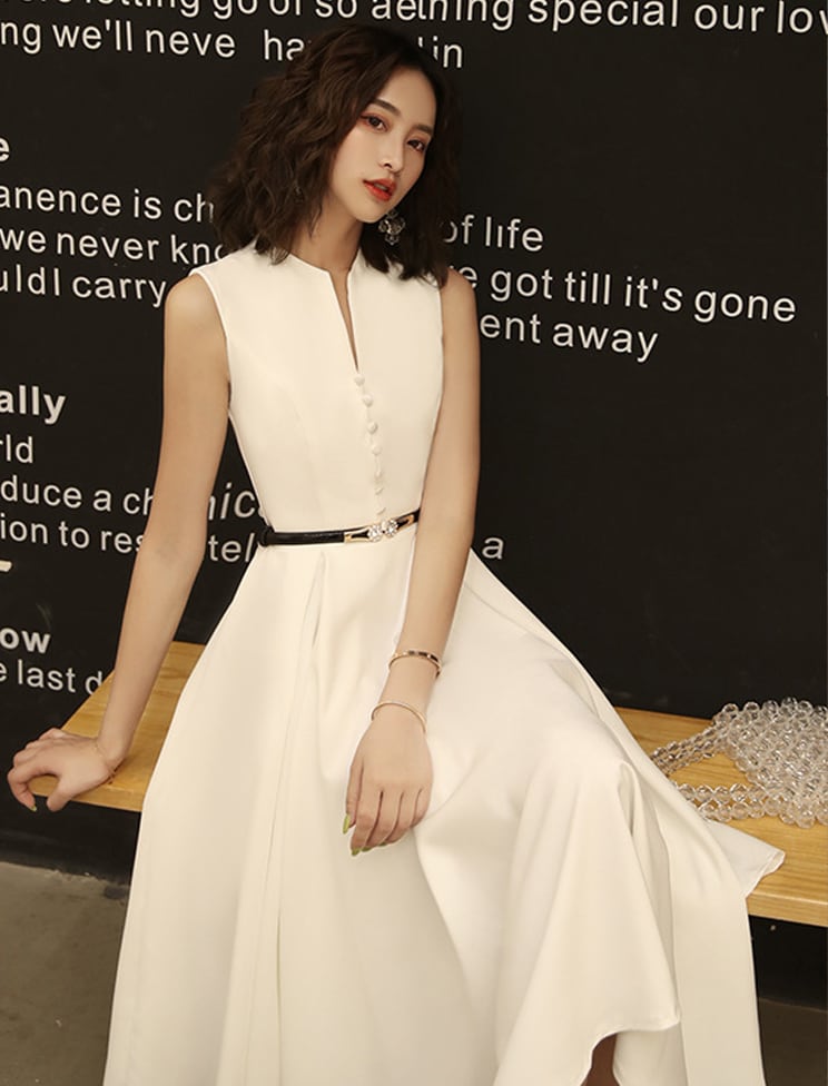 【dress】ノースリーブAラインフレアワンピース Q8438