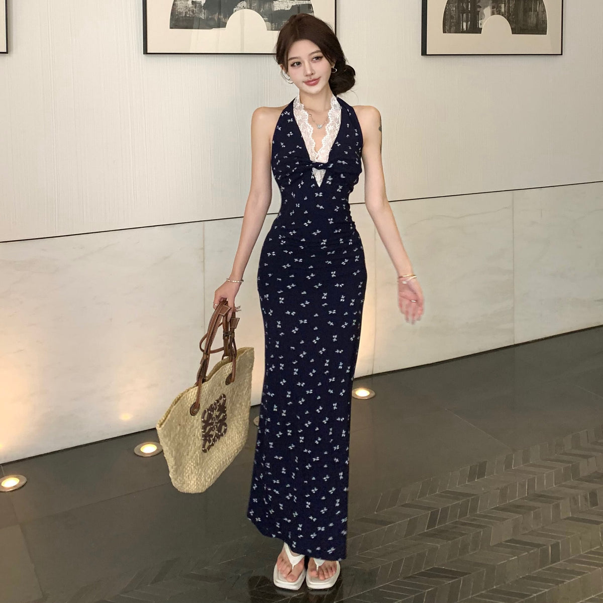 【dress】ホルターネック花柄ワンピース　N2999