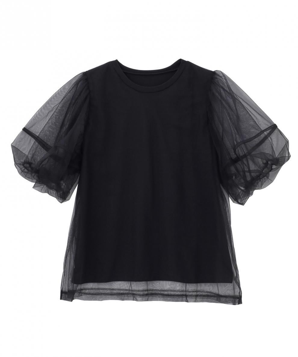 【tops】チュールコンビTシャツ　M30196