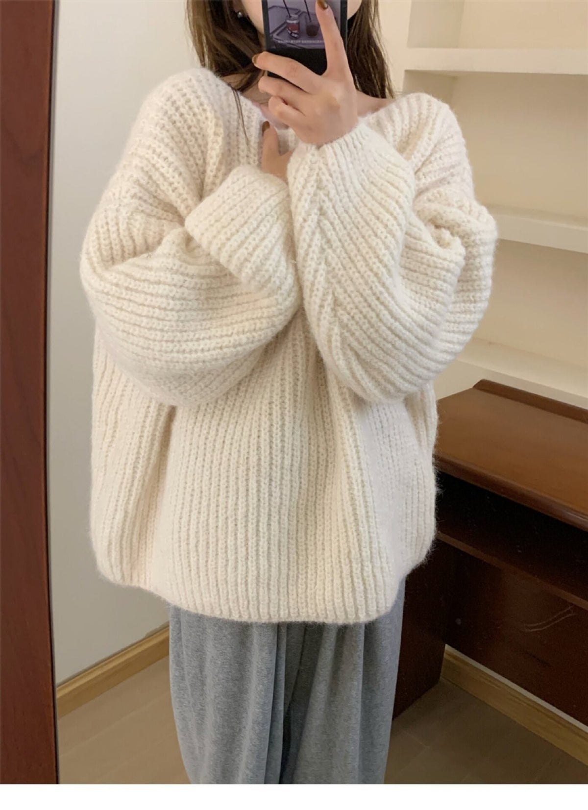 【tops】クルーネックニットセーター　M18988