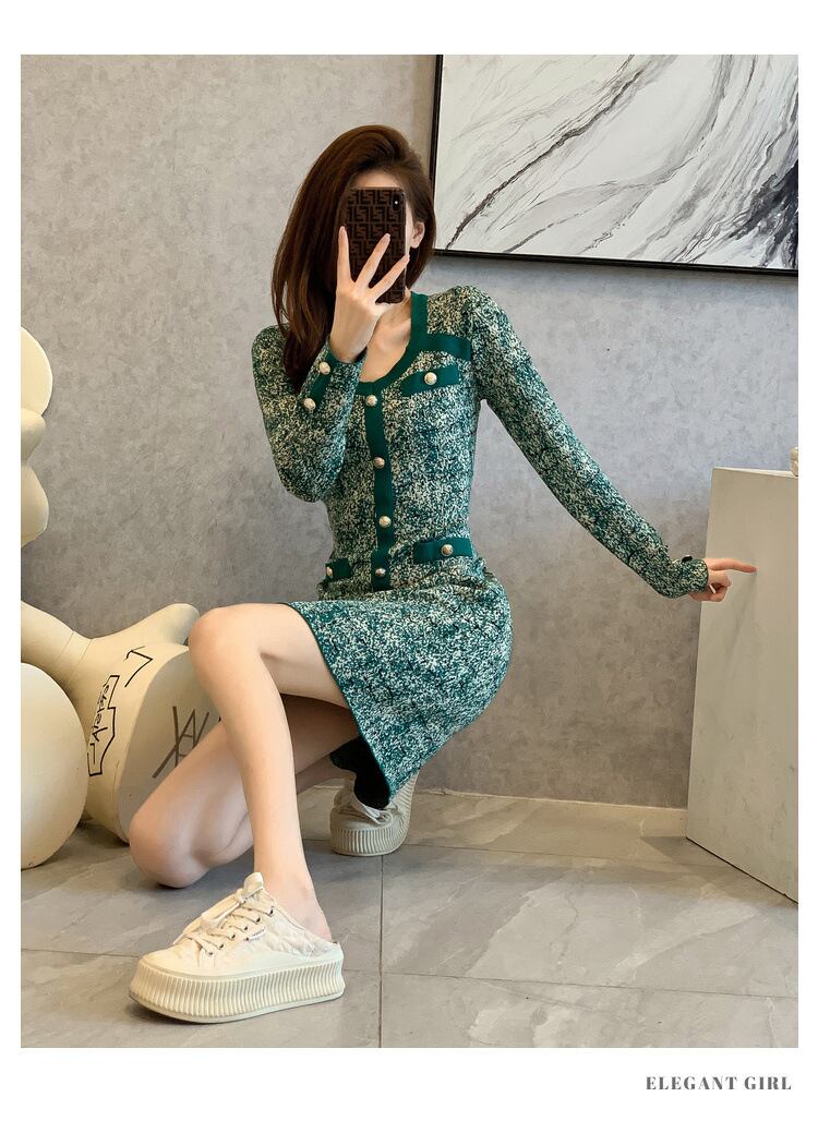【dress】ニットワンピース着瘦せ人気デザイン　M17667