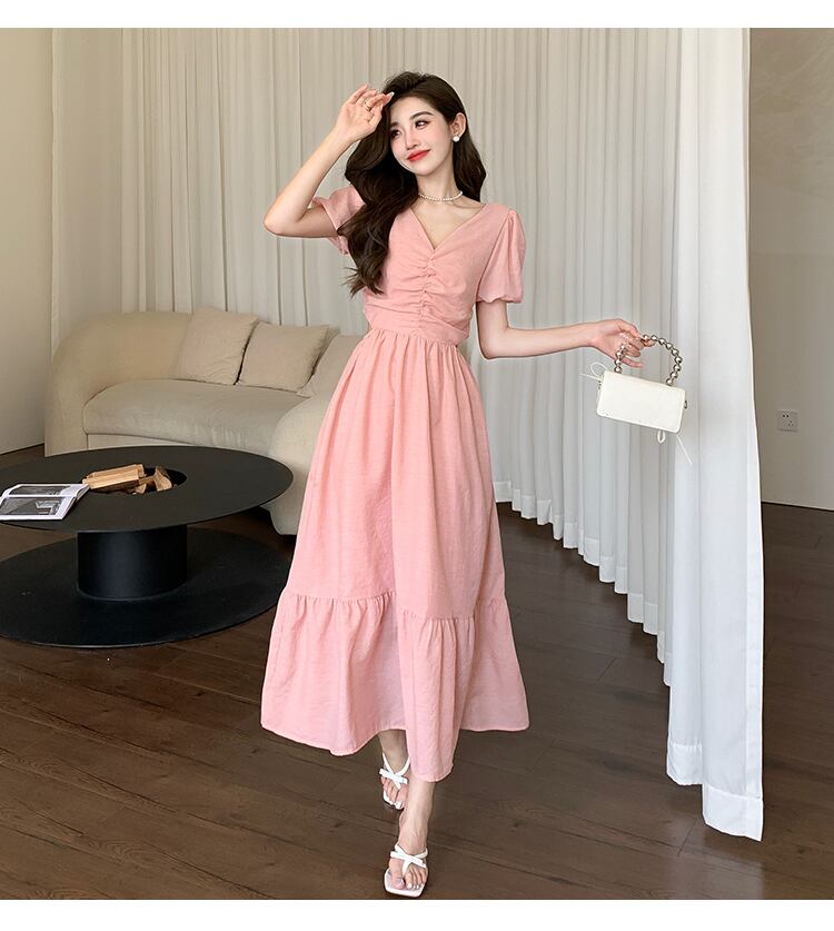 【dress】Vネックギャザーワンピース G20667