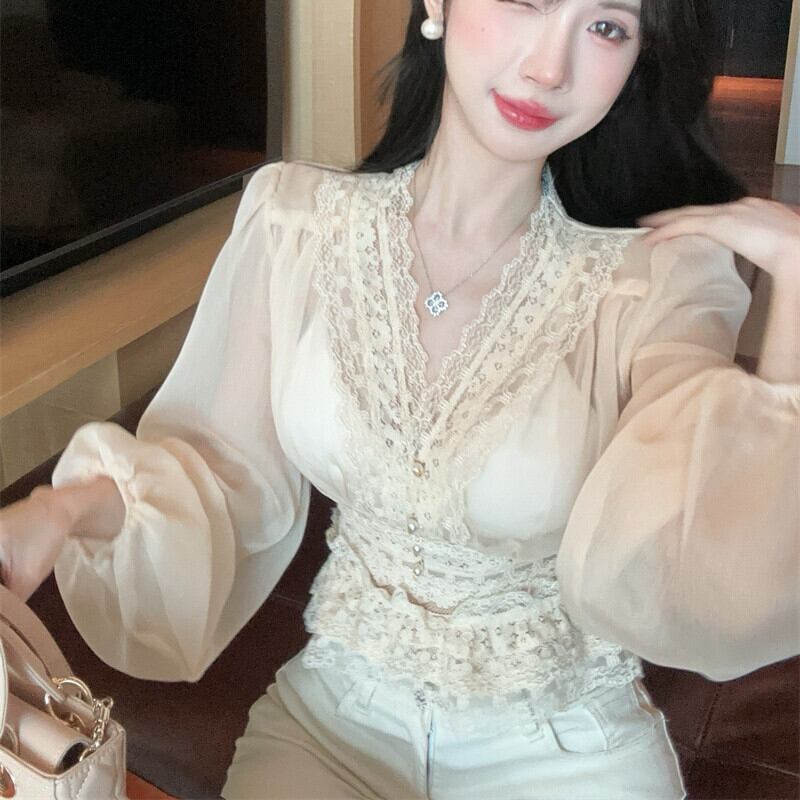 【tops】レースドッキングブラウス　M29390