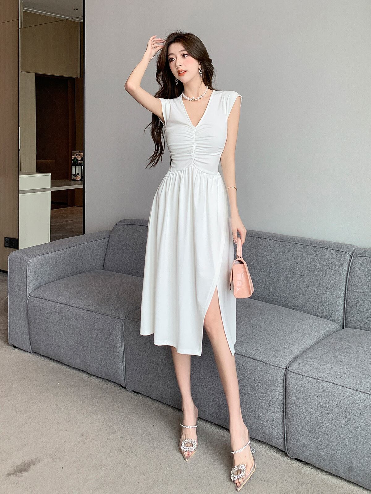 【dress】VネックスリットワンピースG20062