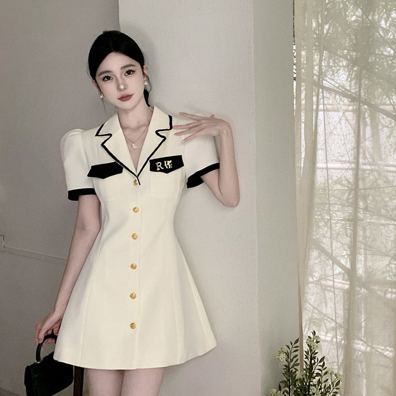 【dress】カラーマッチングスーツワンピース G21000