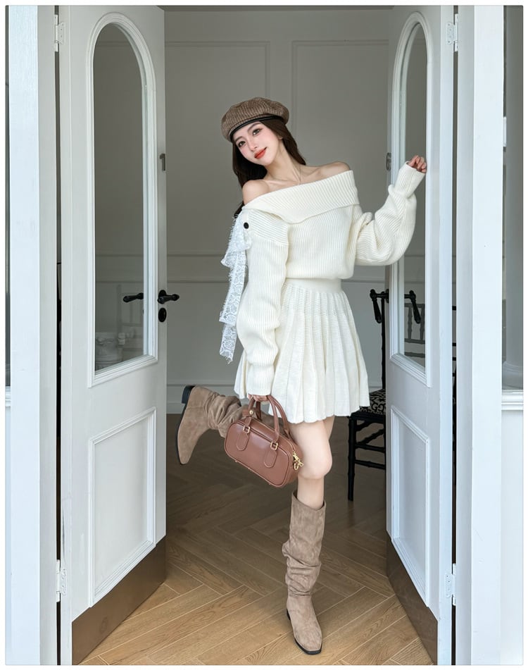【dress】ボートネックニットワンピース　M27486
