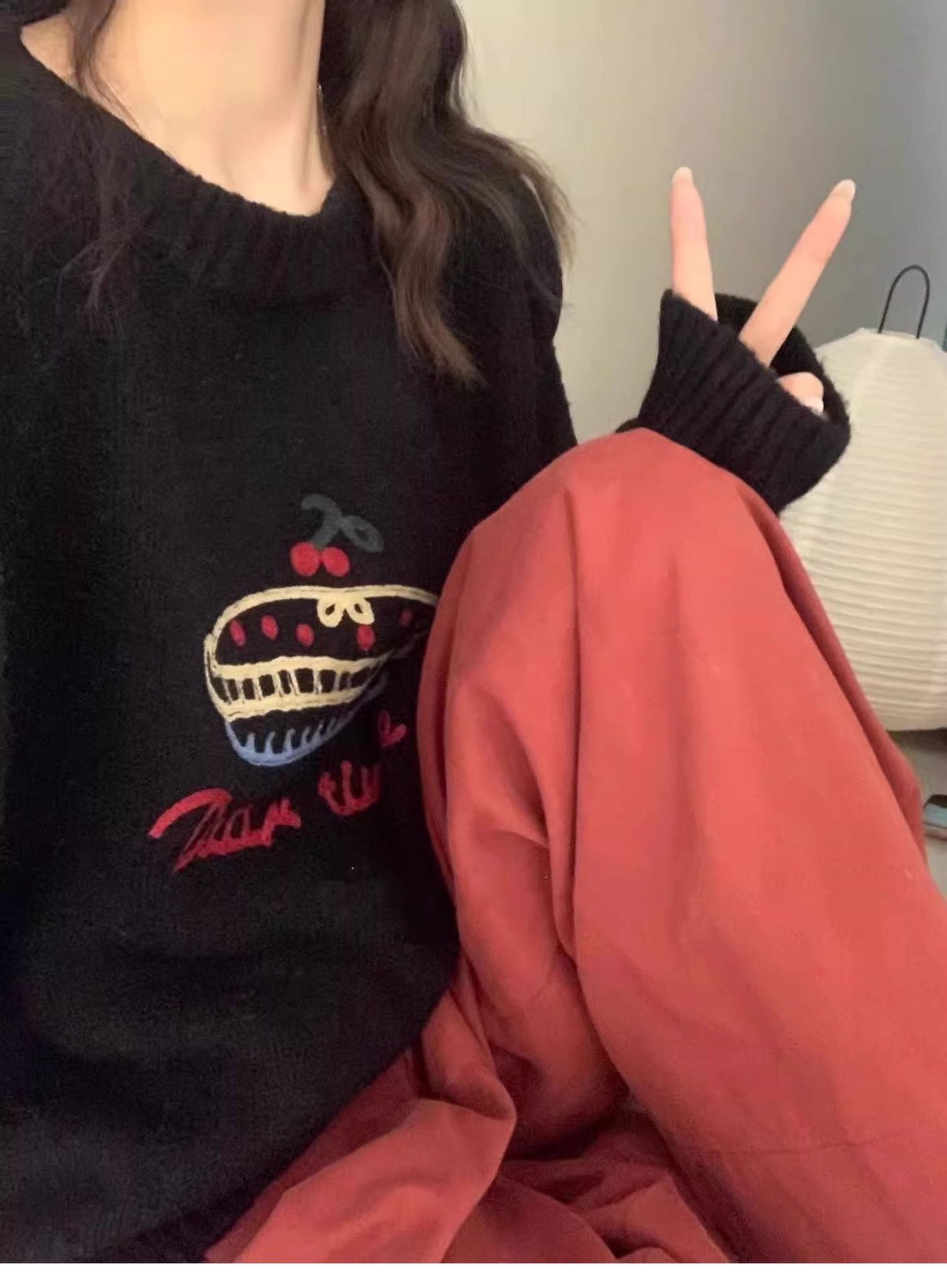 【tops】刺繍ニットセーター　M27228