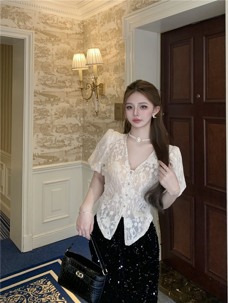 【tops】ダイヤモンドレースブラウスG21549