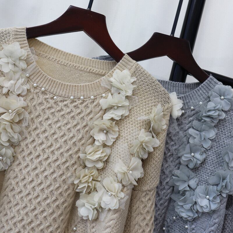 【tops】立体フラワーニットセーター　M28595