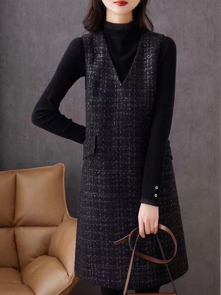 【dress】ノースリーブツイートワンピース　N2816