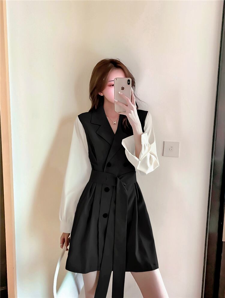 【dress】作好感度UP!気質満点レトロスウィート 長袖着痩せワンピース G1444