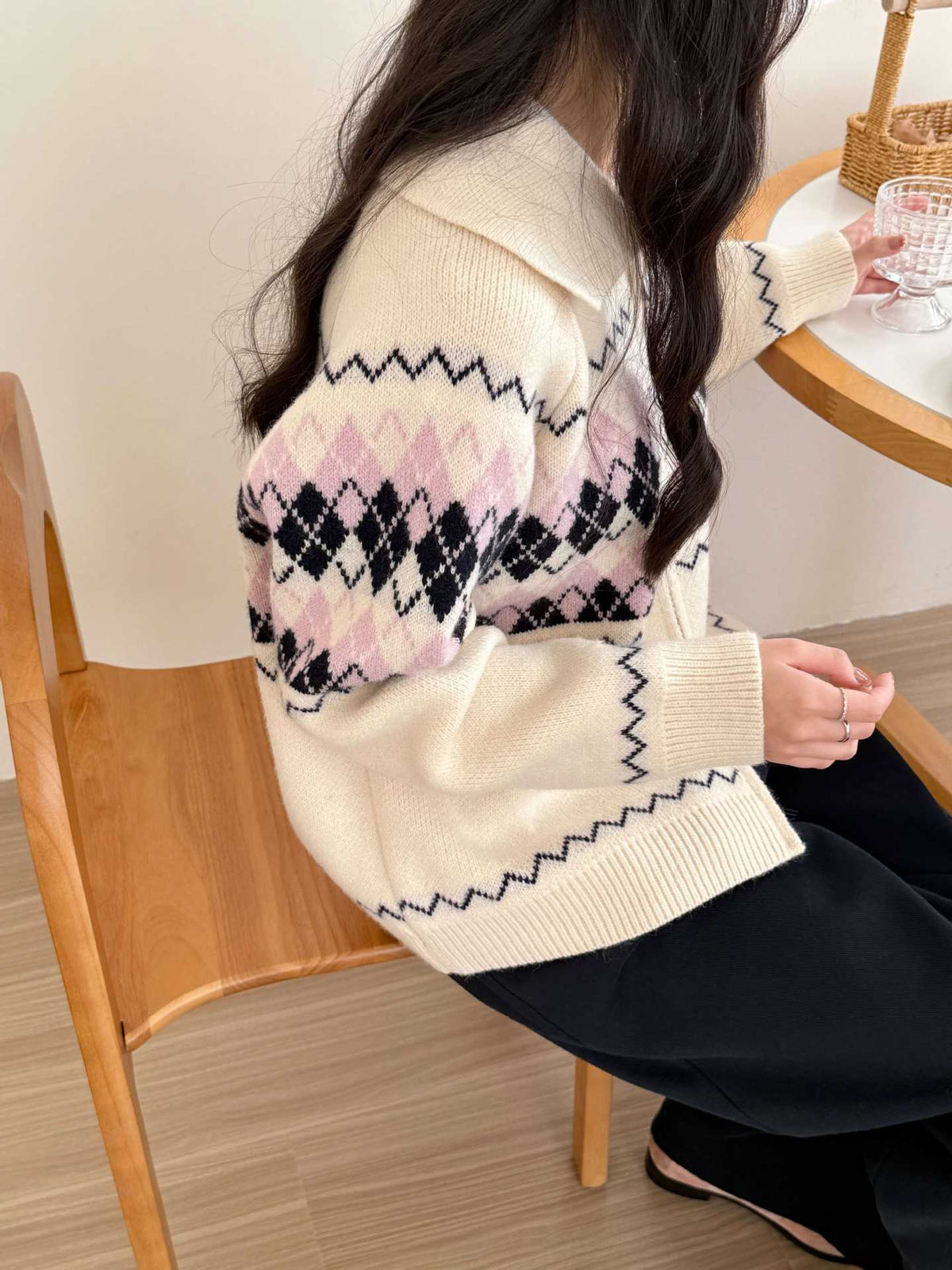 【outer】POLOネックニットカーデ　M29051