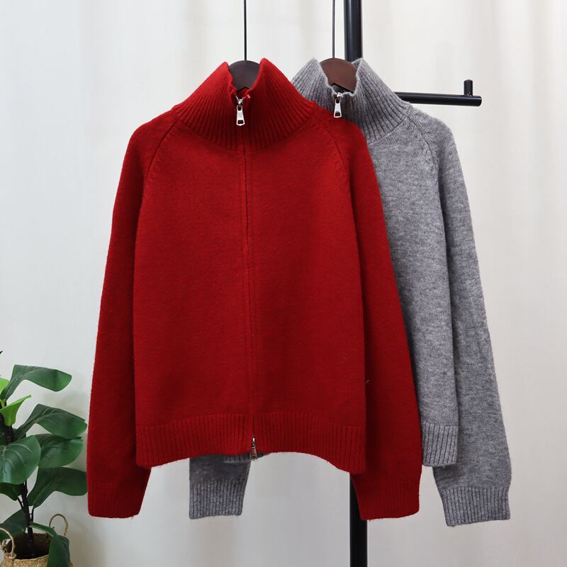 【outer】ファスナーニットカーデ　M27437