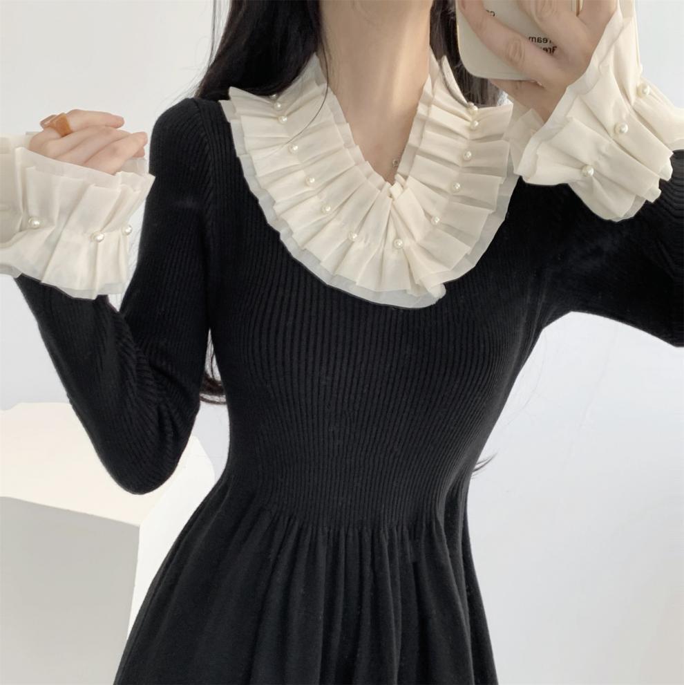 【dress】パール切り替えワンピース　M26278